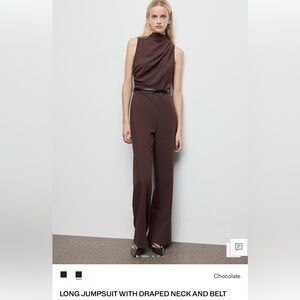 Mango Chocolate Brown Draped Jumpsuit
